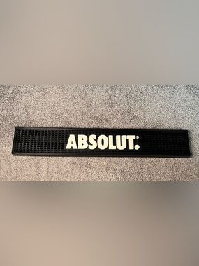 ABSOLUT VODKA BAR MAT, SPILL MAT, BLACK RUBBER WITH LOGO IN WHITE